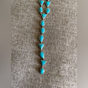 Turquoise lariat Style necklace in 9.25 sterling silver